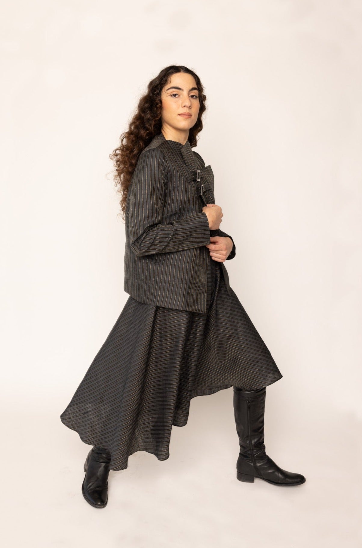 Belted Jacket Navy gold