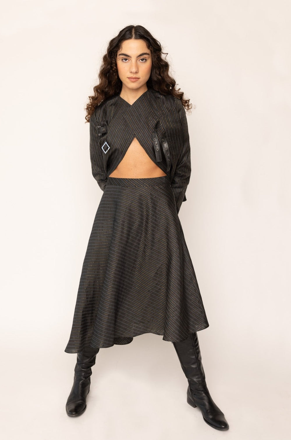 BELL SKIRT NAVY AND GOLD