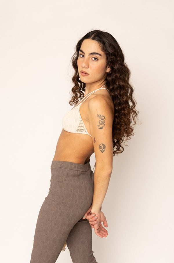 Crochet Triangle Bra Ecru