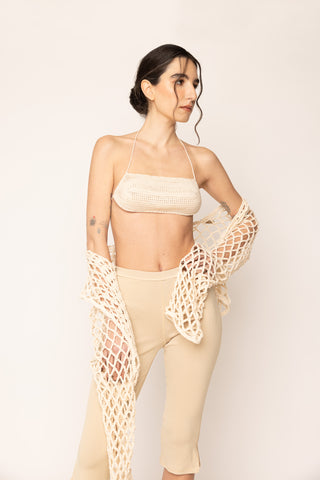 Crochet Bandeau Bra Ecru