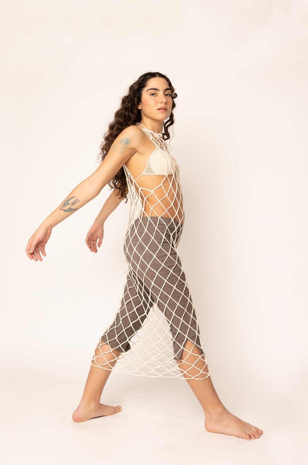 Fishnet Dress Ecru