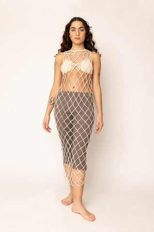 Fishnet Dress Ecru