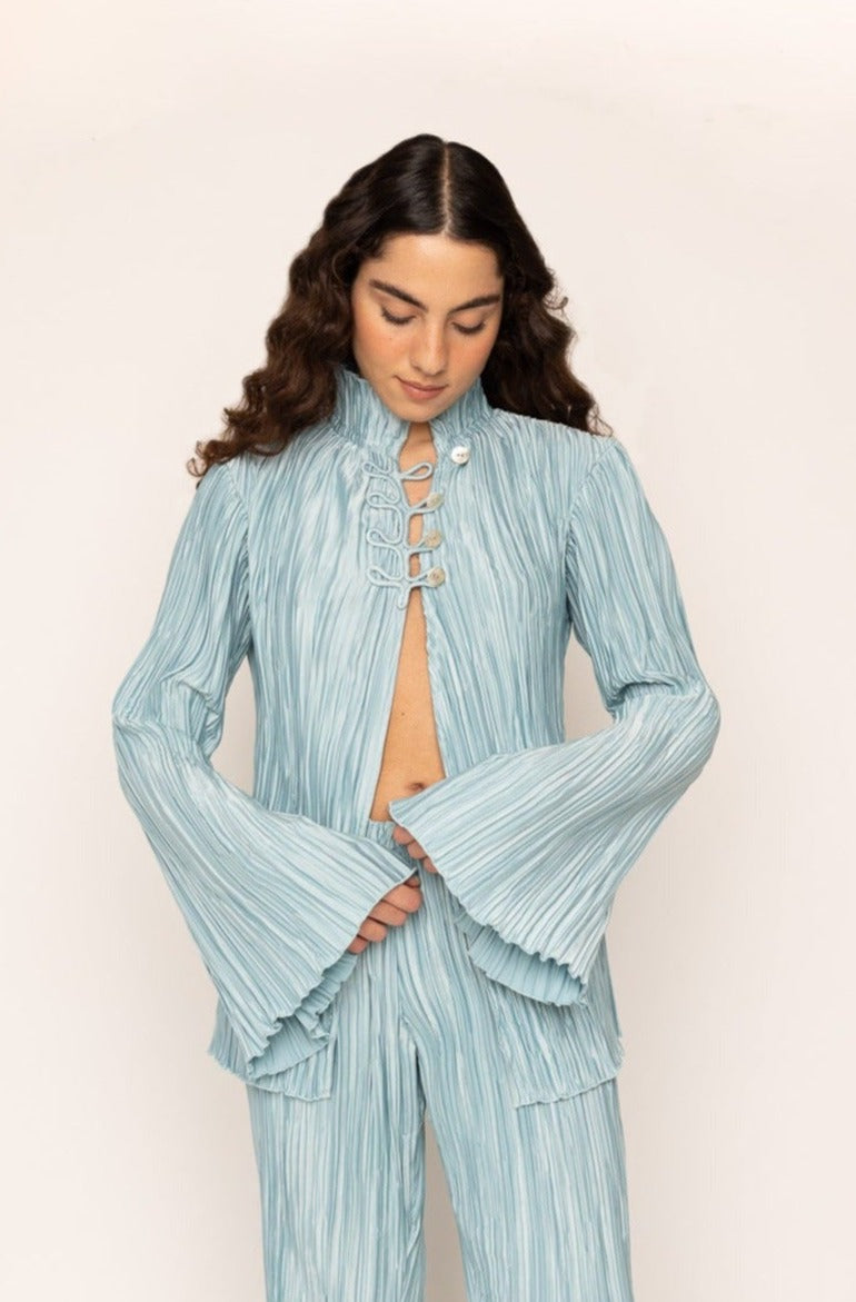 PLEATED SHIRT BLUE