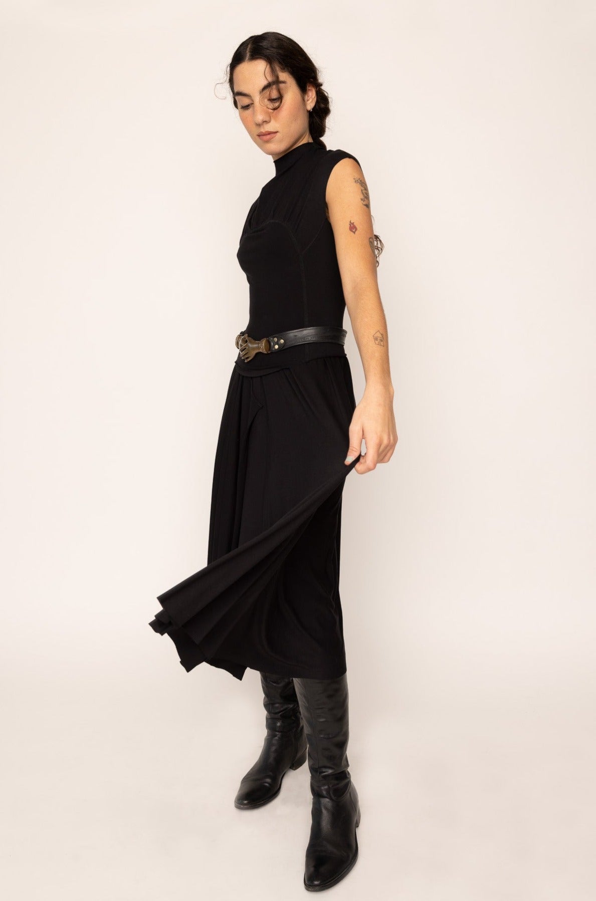 Gathered Jersey Skirt Black