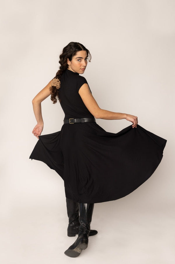 Gathered Jersey Skirt Black