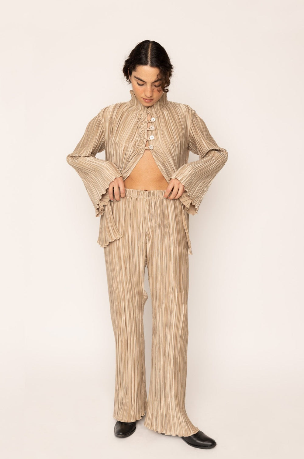 PLEATED PANTS GOLD