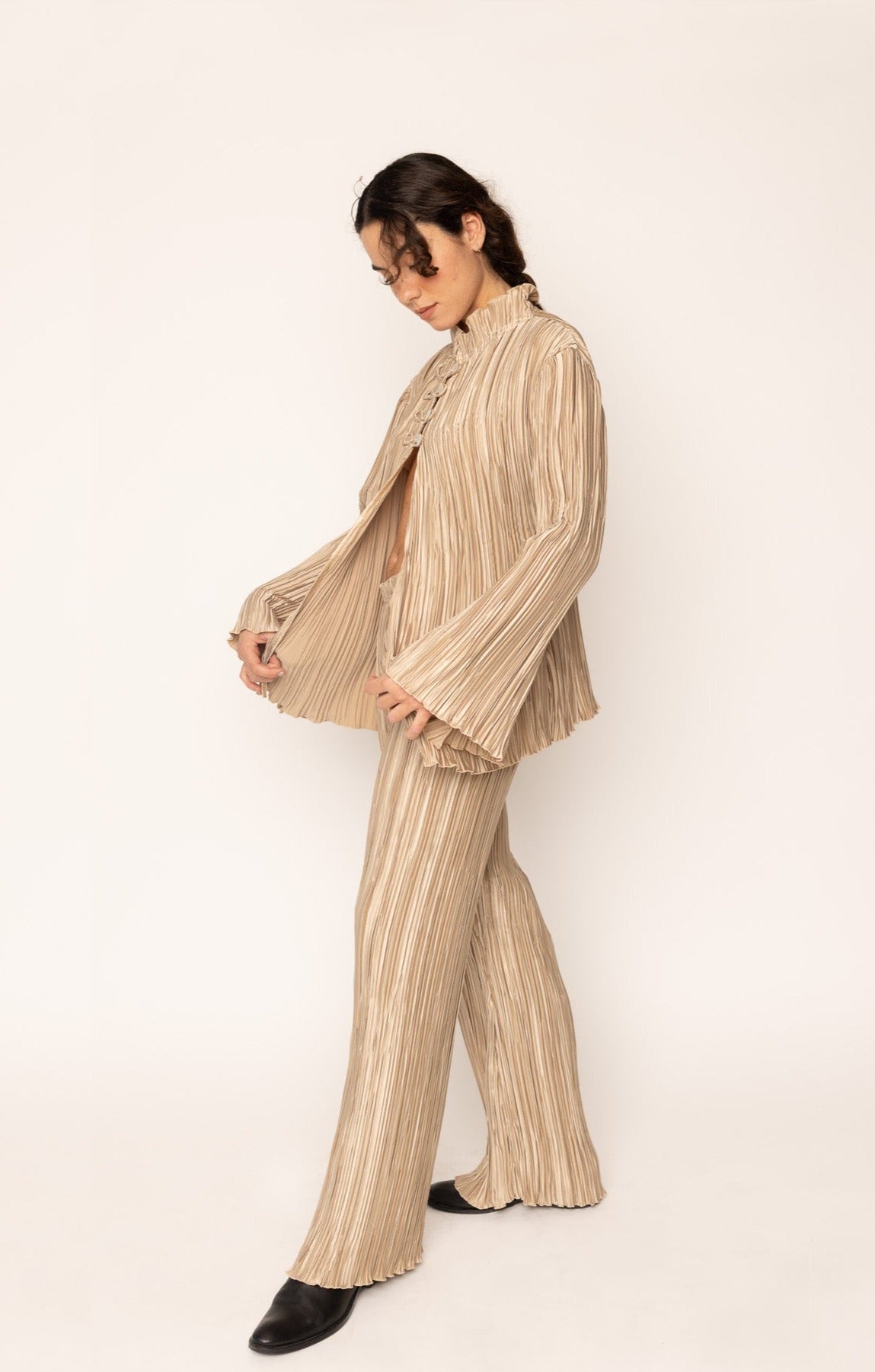 Pleated Shirt Gold