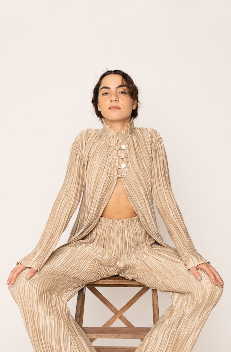 PLEATED SHIRT GOLD