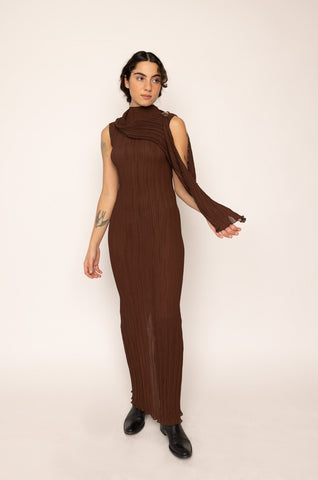 Pleated Dress Brown