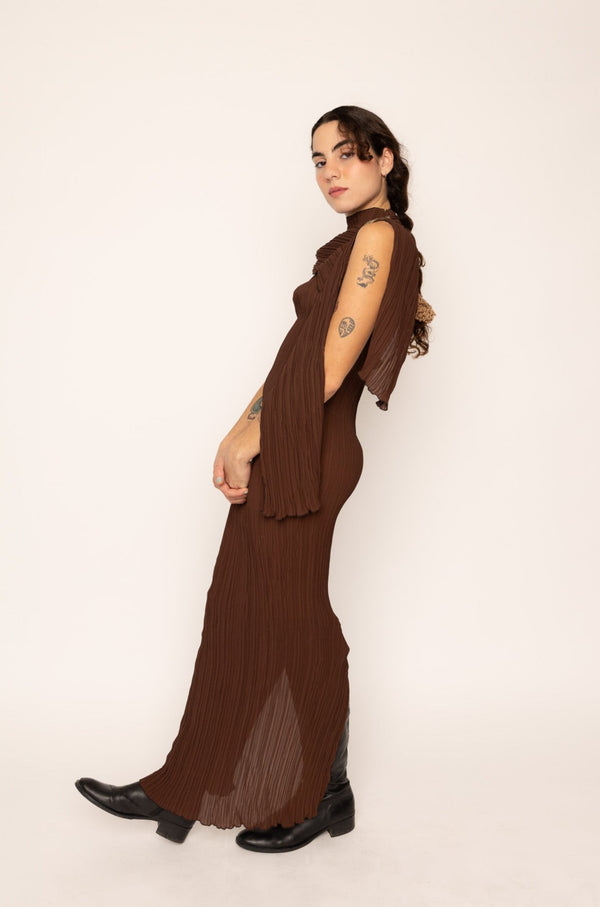 Pleated Dress Brown