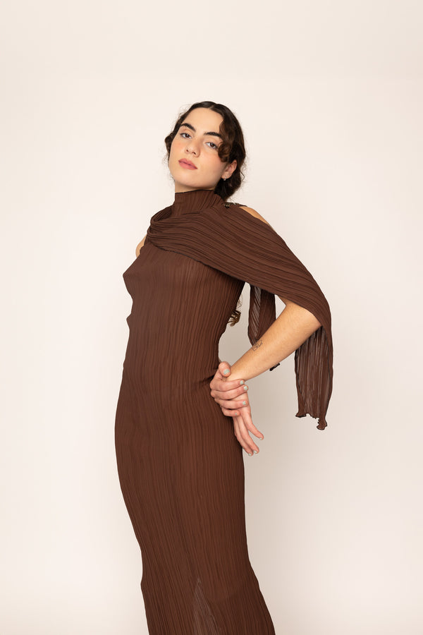 Pleated Dress Brown