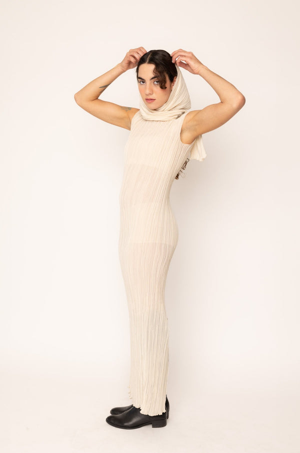 Pleated Dress Ecru