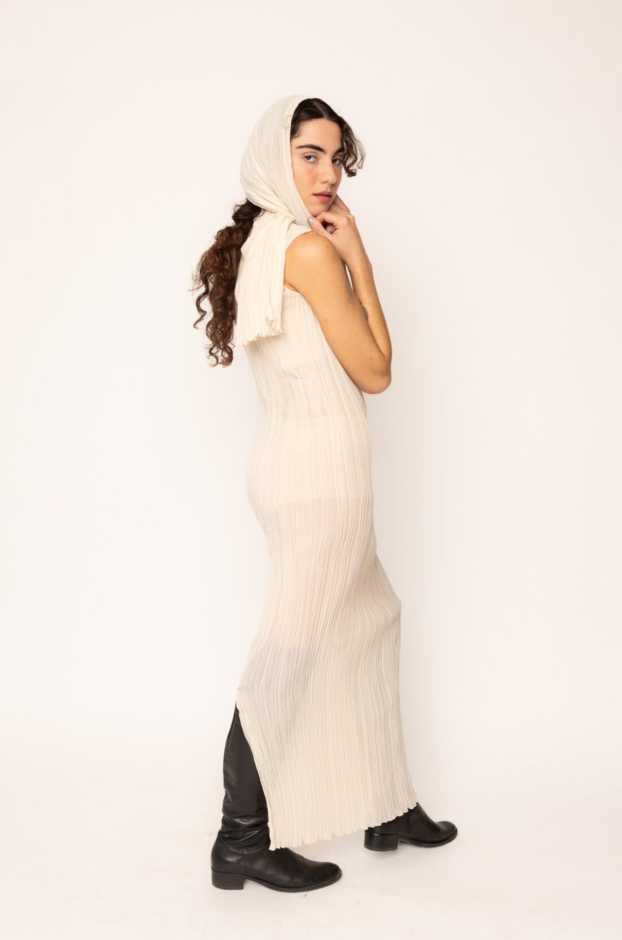 Pleated Dress Ecru