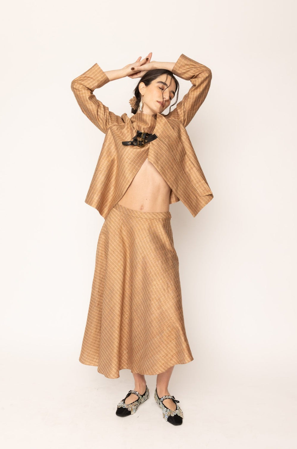 BELL SKIRT TAN AND GOLD
