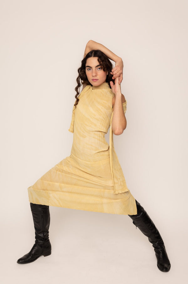Pleated dress Yellow